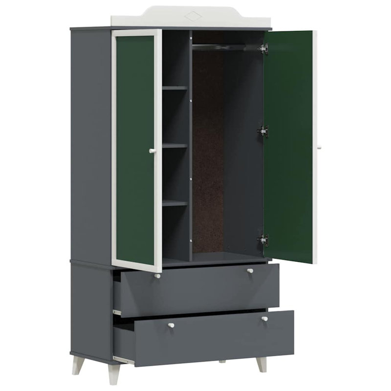 Manufactured Wood Wardrobe, Grey/White