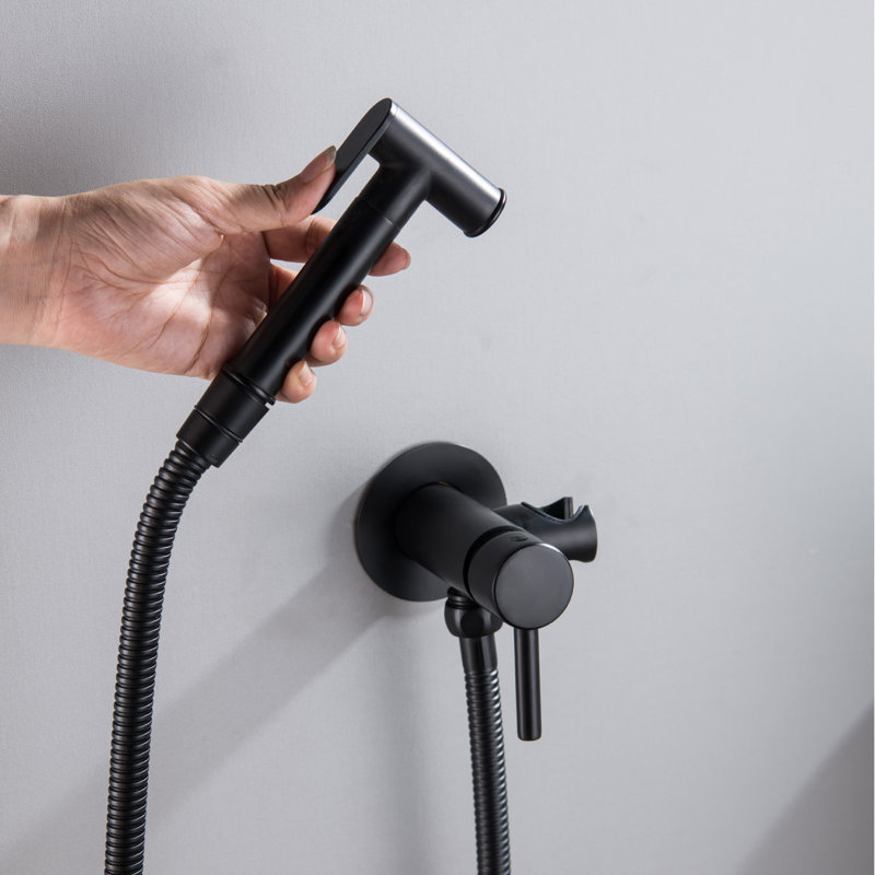 Handheld Bidet Sprayer for Toilet Round Hand Held Bidet with Faucet Bathroom Toilet Bidet Attachment, Black
