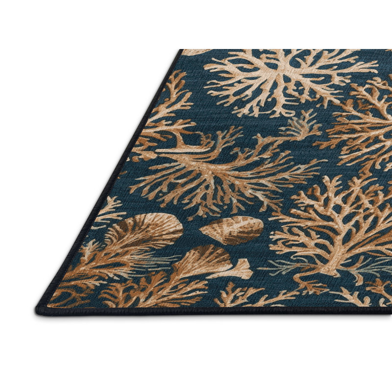  Tapis hawaïen à motif de récifs lavables, Rond 8 pi