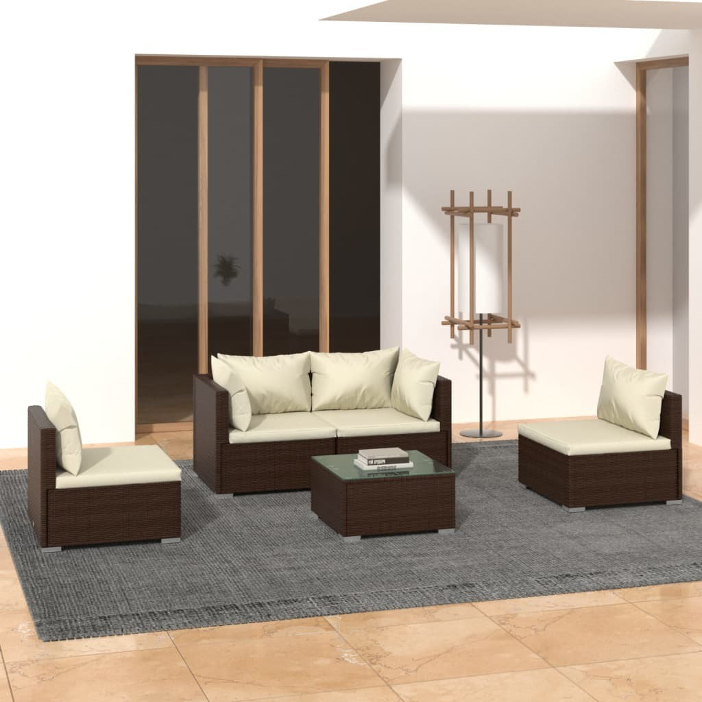 4-Sitzer Lounge-Set Jessie-Mai aus Polyrattan mit Polster