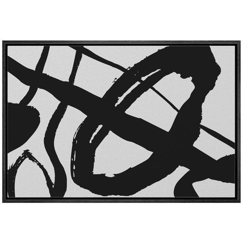 «Swirling Circular Lines - Floater Frame», impression sur toile, Cadre noir, H 24 po x l 36 po x P 1,5 po