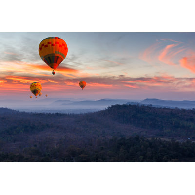 Borchers Balloons Flying Mountain At Pakse by Southtownboy - Wrapped Canvas Print