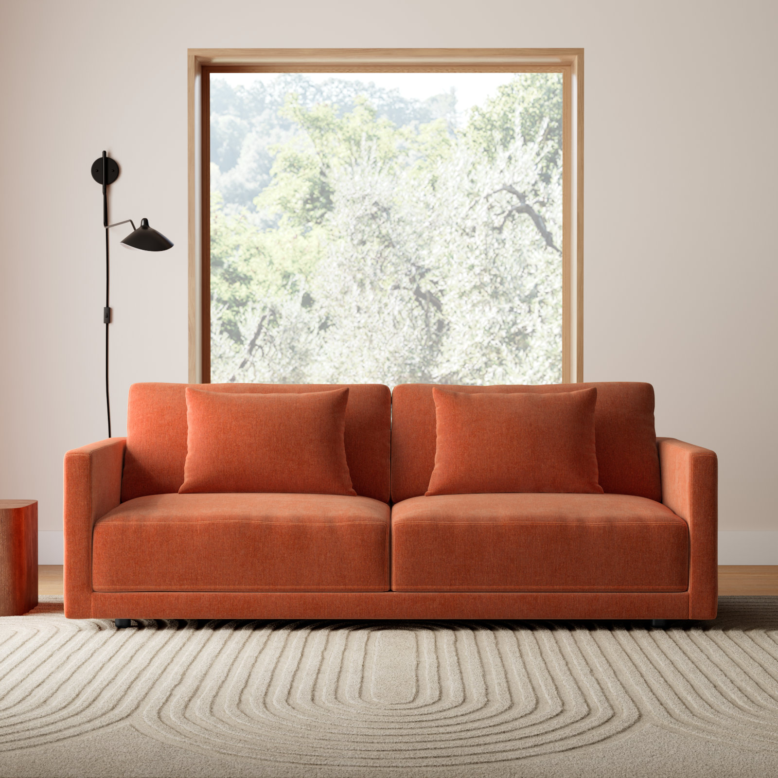 Kenji 84'' Upholstered Sofa, Rust Performance Chenille