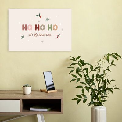 «Merry Ho Ho Ho Season Minimalist Playful Abstract Winter Landscape», reproduction d'art mural