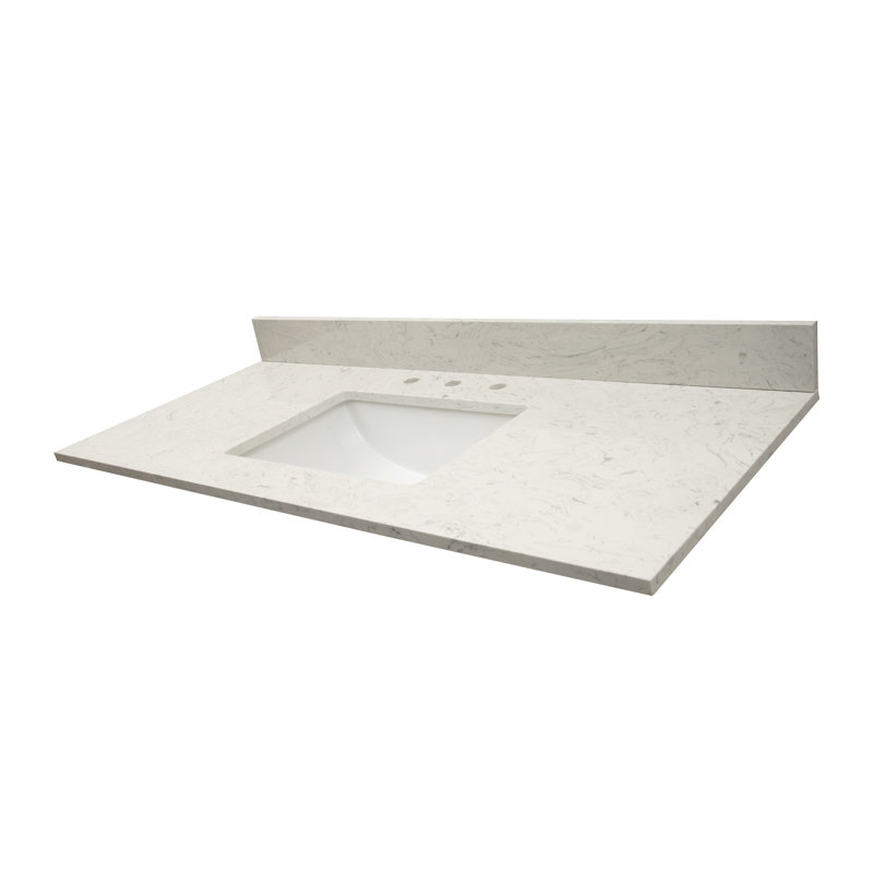 49 in. White Marble Vanity Top with Single Sink