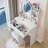 17" Round LED Mirror Vanity Table + Soft Cushion Stool Suit, Large Mirror, Touch Switch, 3 Colors, Adjustable Brightness, Large Desktop, Multi-Layer High Capacity Storage, Suitable For Small Space-127153223
