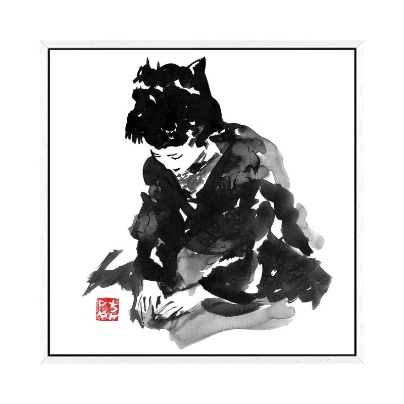 Tea Ceremony by Péchane - Print on Canvas, White Framed, 93.98 cm H x 93.98 cm W