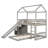 Twin Over Twin Bunk Bed With Two Drawers And Slide, House Bed With Slide, White-955831747