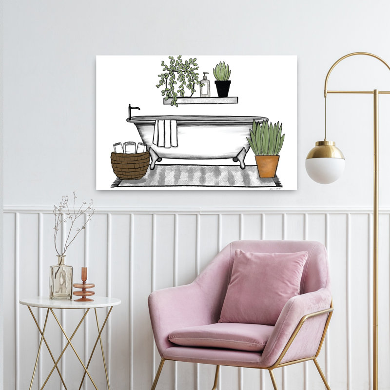 «Bathroom Plants I», art contemporain, H 24 po x l 36 po
