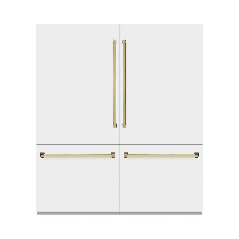 ZLINE Autograph 72 in. Built-In Refrigerator in Stainless Steel w/ Gold Accents, White Matte/Polished Gold