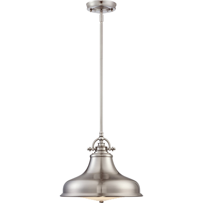Luminaire suspendu simple en dôme Rosalyn, Nickel brossé, H 11,5 po x l 13,5 po x P 13,5 po