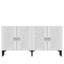 Console moderne blanche de 59,1 po x 29,5 po x 12,6 po | 100% panneau de particules enduit de mélamine, épaisseur: 0,7 pouce | Plusieurs tablettes, fixation murale, conception géométrique | Parfait pour le salon ou le vestibule-1835047566