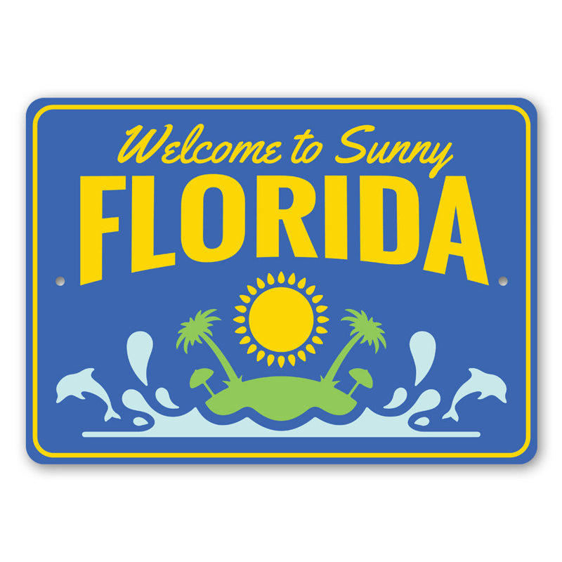 Panneau en aluminium Sunny Florida, H 10 po x l 14 po x P 0,04 po