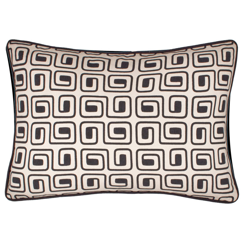 Safara Abstract Rectangular Throw Cushion With Filling, Black