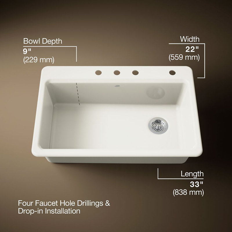 Riverby™ Single-Bowl Top-Mount Kitchen Snk with Accessories, 1 hole, Biscuit