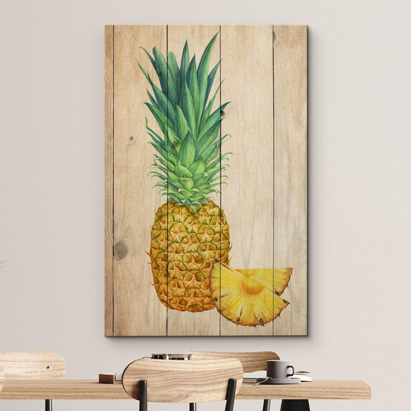 Cuisine rétro, ananas antique sur toile, H 18 po x l 12 po x P 1,5 po