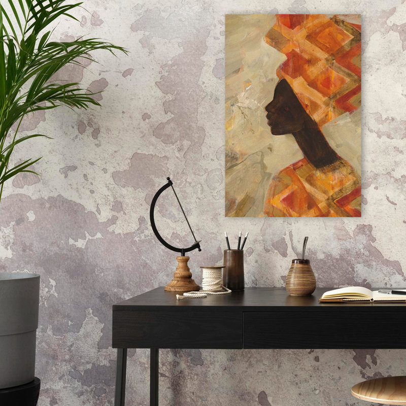 African Beauty II beige contemporain brun, H 24 po x l 16 po