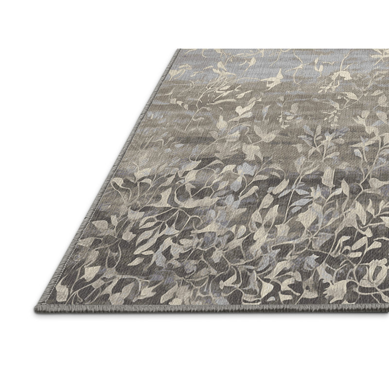 Machine Washable Gray Area Rug, Square 4'