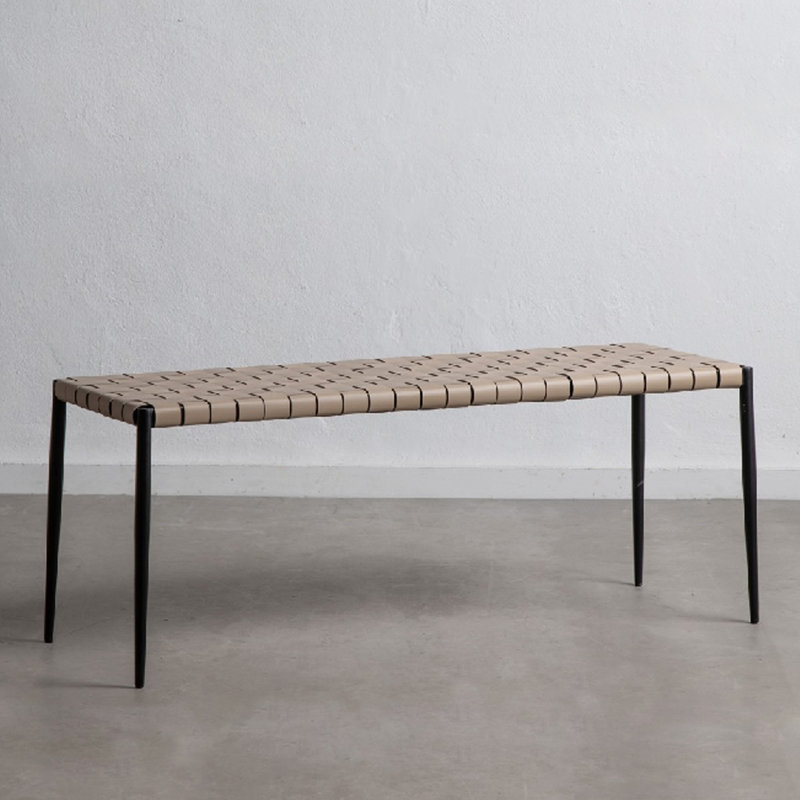 Banc en similicuir Bensonhurst, Sable, H 18,5 po x l 28 po x P 12 po