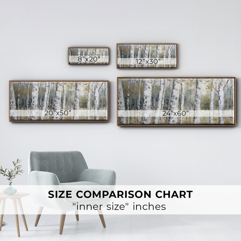 Hidden Birch- Framed Canvas, 20" H x 50" W