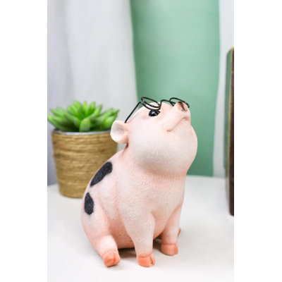Figurine adorable réaliste animal de ferme à gros porcelet portant des lunettes