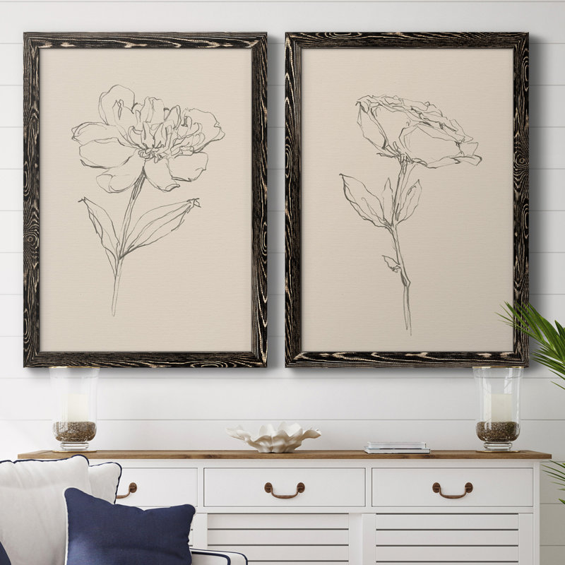Toile encadrée de qualité supérieure Floral Contour Study III - prête à être accrochée, H 31,5 po x l 47 po x P 1,5 po