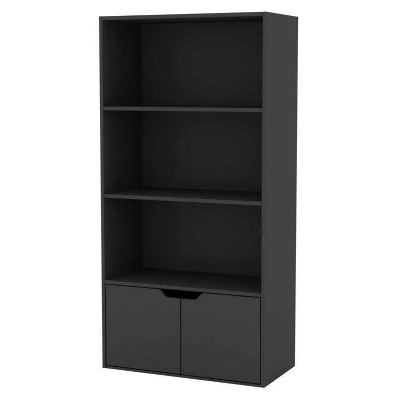 Kyonna 118cm H x 58cm W Standard Bookcase, Black, 118cm H x 58cm W x 29cm D
