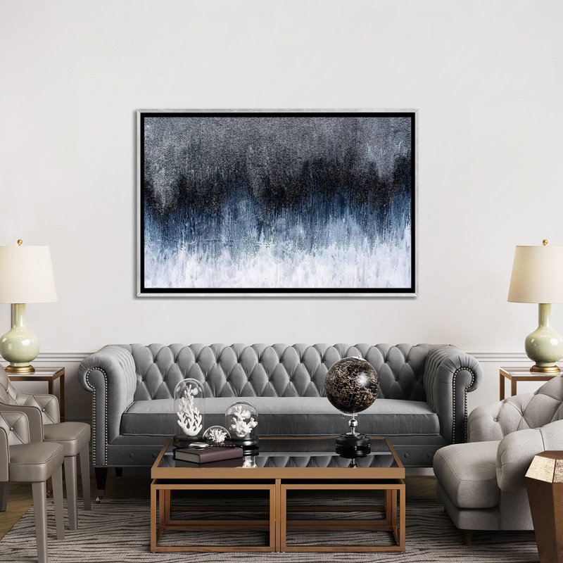 Silver Spark par Nikki Chauhan - impression d'art graphique, H 40 po x l 60 po x P 1,5 po, Toile avec cadre argenté