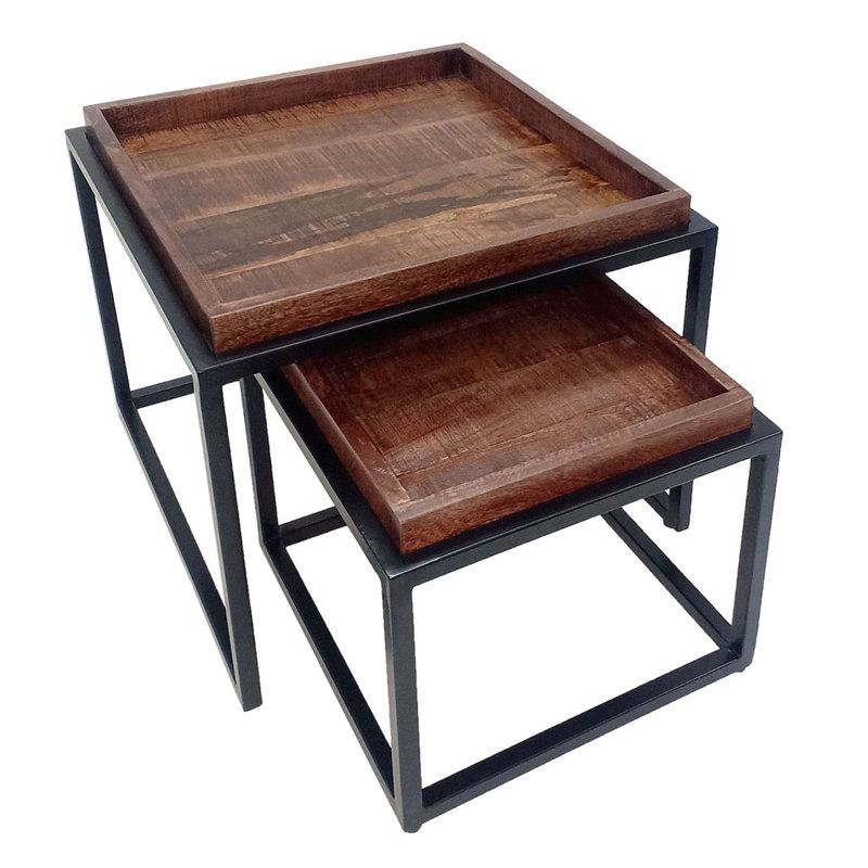 Eyla Frame Nesting Tables, Black, Brown