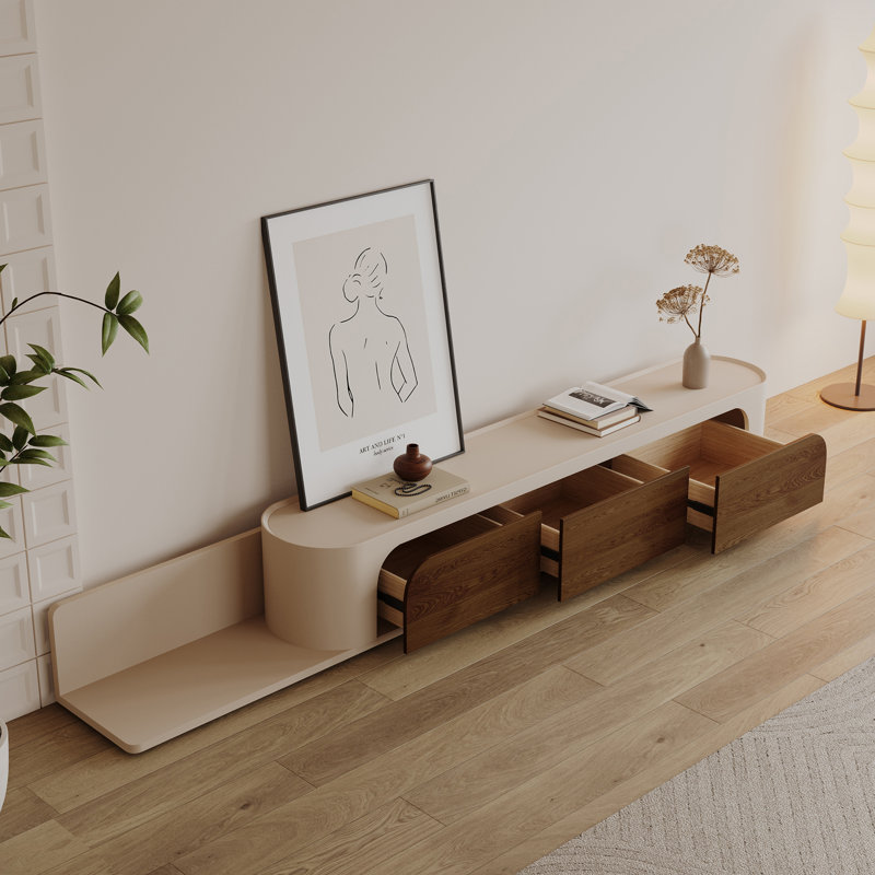 Modern Extendable TV Stand With Spacious Storage – Adjustable Length Media Console For Living Room