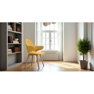 We’re it Nola Mid-Century Modern Accent Chair for Home and Office - Wood Frame, Upholstered Seat & Back, Mustard