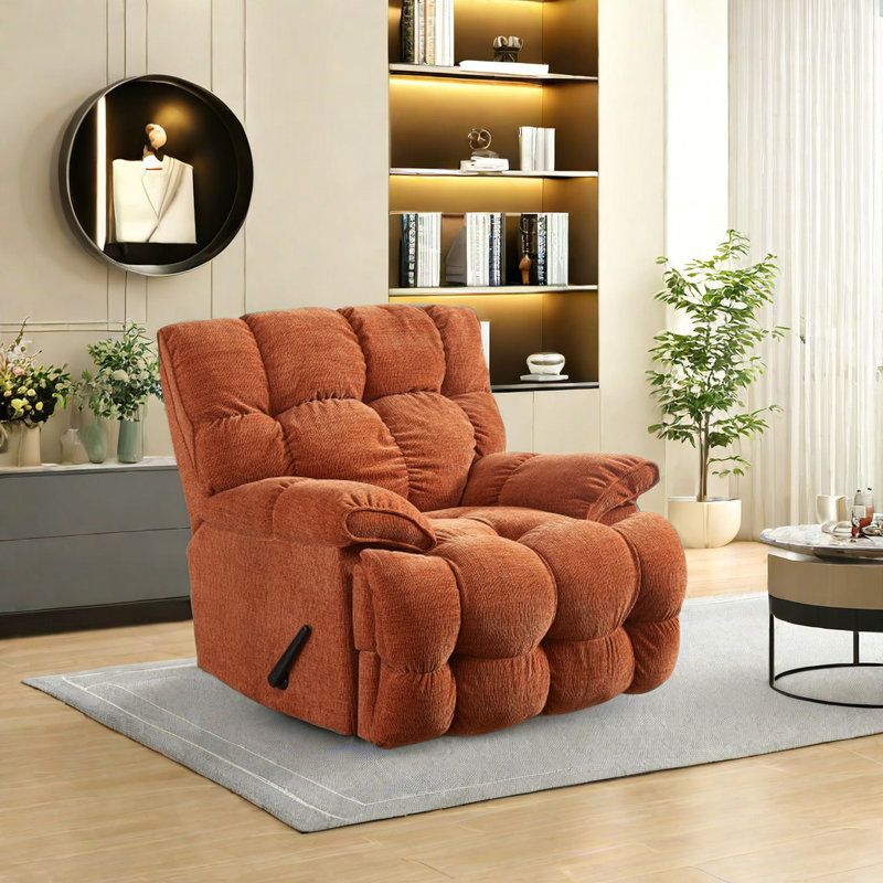 Fauteuil inclinable pivotant en similicuir Tammela, Brun-roux