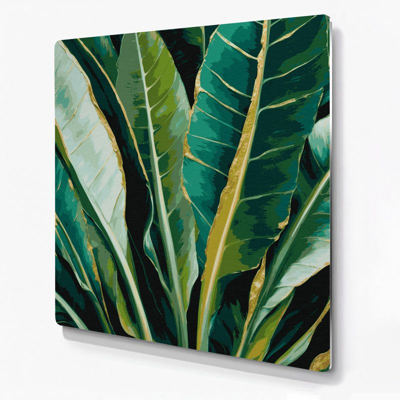 «Hawaiian Taro Leaves», art mural en métal vert, H 12 po x l 12 po