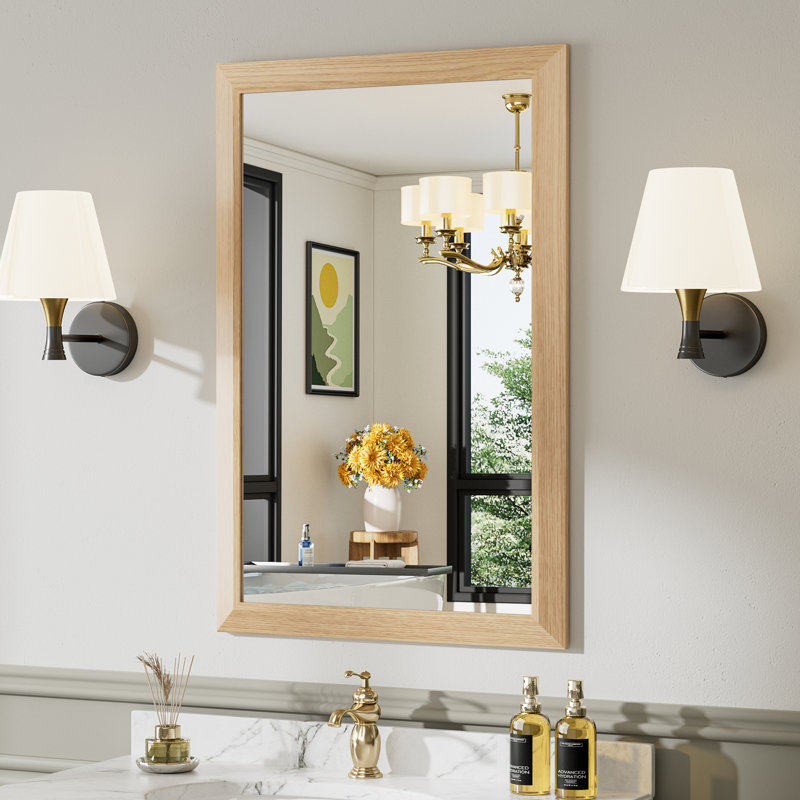 Miroirs de salle de bain modernes et contemporains en métal biseauté rectangulaire / carré avec verre trempé HD