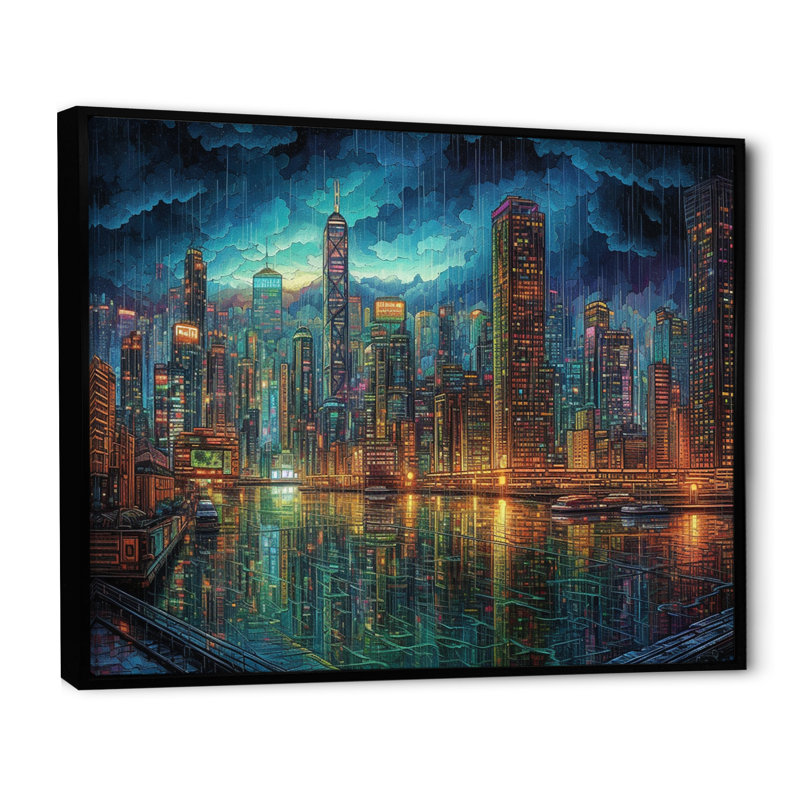 «Blue and Green Elegance In Expanse», reproduction sur toile encadrée, H 12 po x l 20 po x P 1 po, Cadre flottant noir