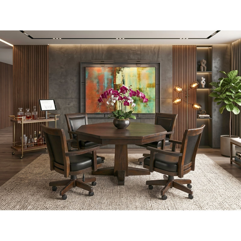 Eric 8 - Player Solid Wood Reversible Poker Table, Brown