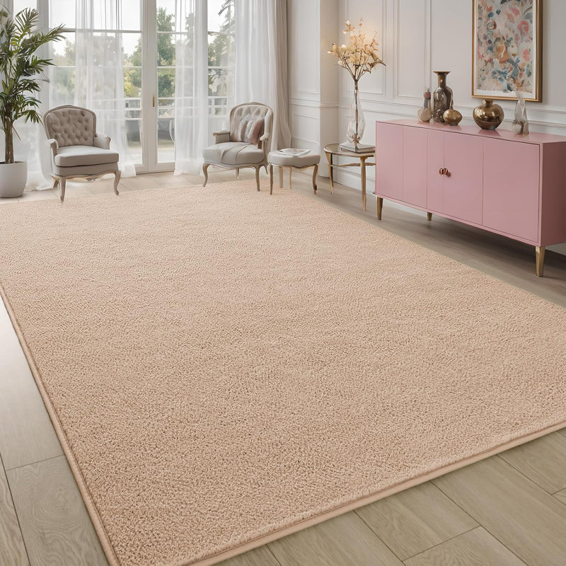 Solid Colour Shag Area Rug, Rectangle 122 x 183 cm, Beige