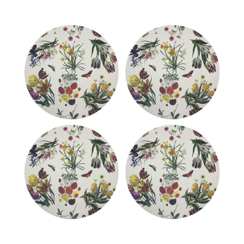 Flora Fauna Pebble 16" Vinyl Placemat, White