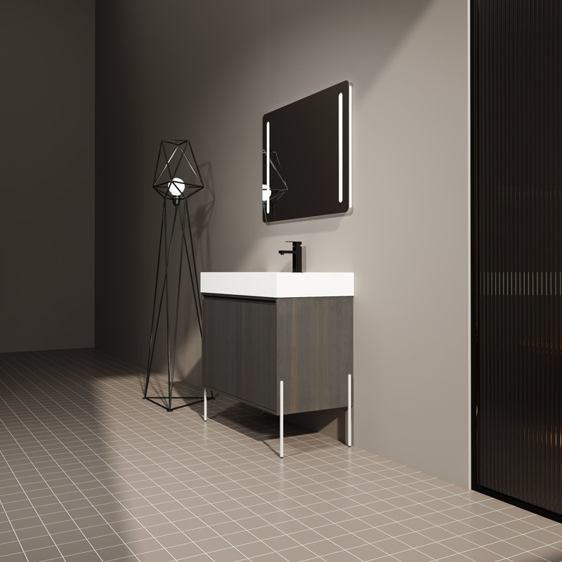 Meuble-lavabo autoportant avec lavabo en résine