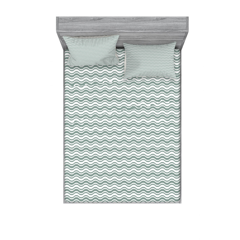 Microfiber Abstract Sheet Set, Full/Double Sheet Set with Fitted Sheet