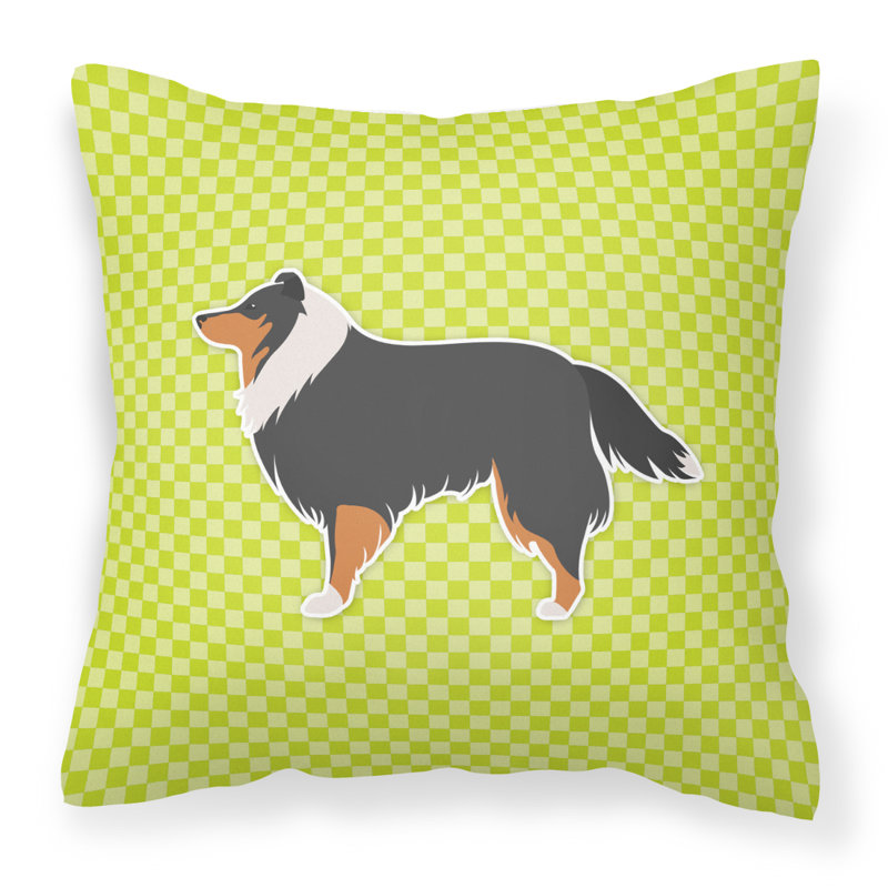 Coussin décoratif intérieur/extérieur sheltie, H 18 po x l 18 po x P 3 po, Vert