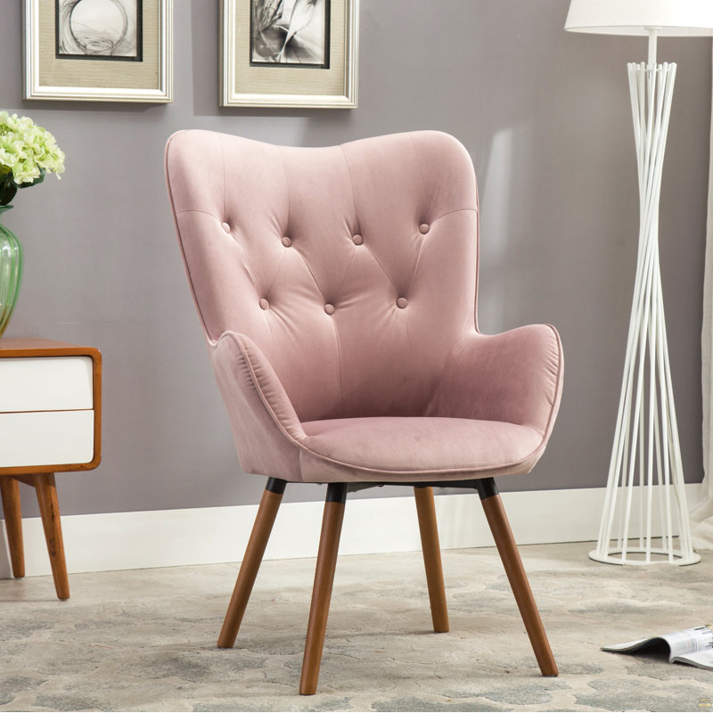 Fauteuil d'appoint contemporain capitonné à dossier, Mauve