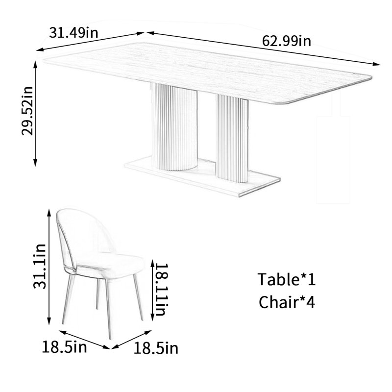 Zoeey, Blanc / Gris, H 29,52 po x L 62,99 po x l 31,49 po