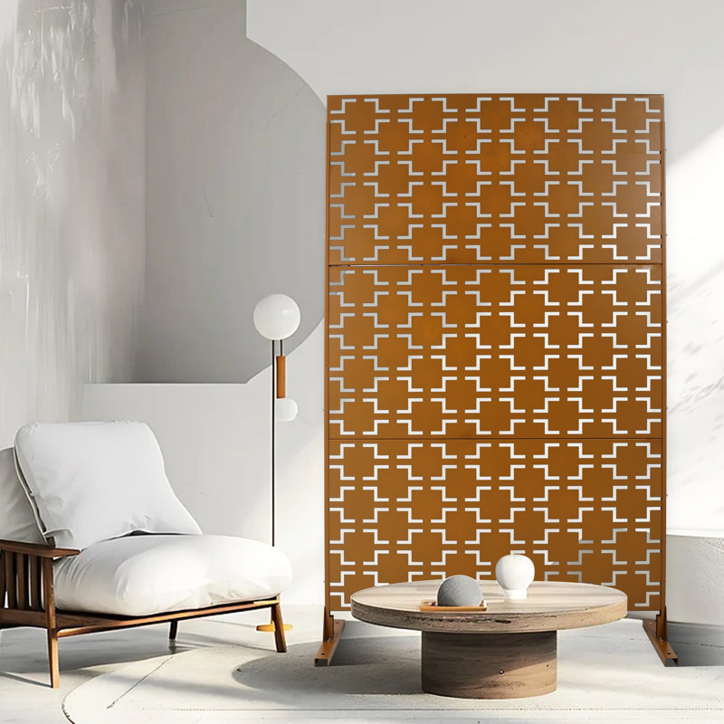 Panneau décoratif en métal autoportant pour terrasse, balcon, jardin intérieur intérieur extérieur brun