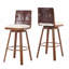 Tabouret de bar d'intérieur rembourré pivotant avec structure en métal, finition noyer et revêtement beige, ensemble de 2
