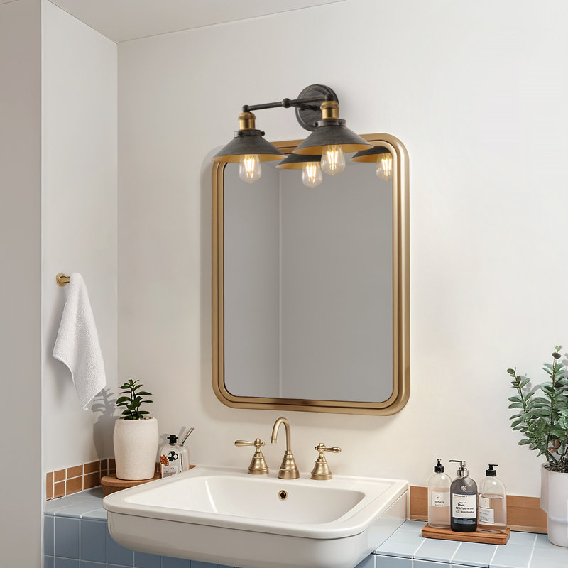 Éclairage pour salle de bain 2 lumières Bagatelle, Gris foncé rustique / or laiton