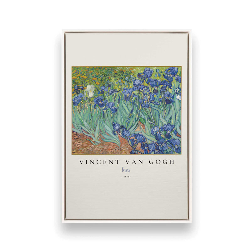 Van Gogh's Irises v3, H 12,75 po x l 8,75 po, Cadre flottant blanc opaque