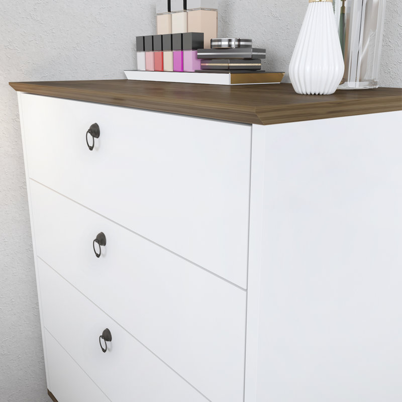 SAHRA DRESSER BLANC Saphir blanc, Blanc/noyer