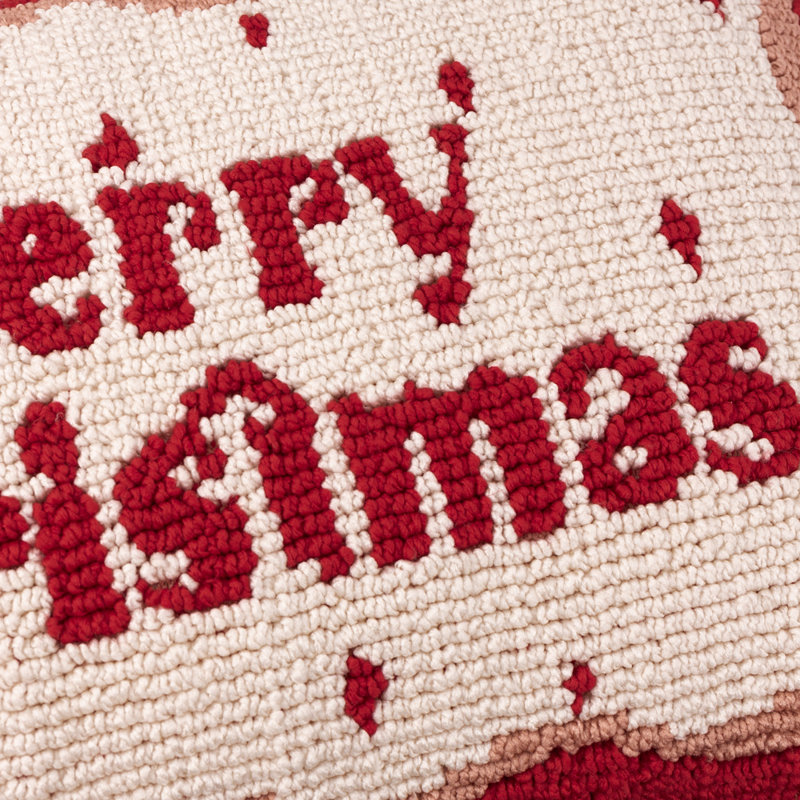 Rectangular Cushion, Red Candy Merry Christmas, Feather