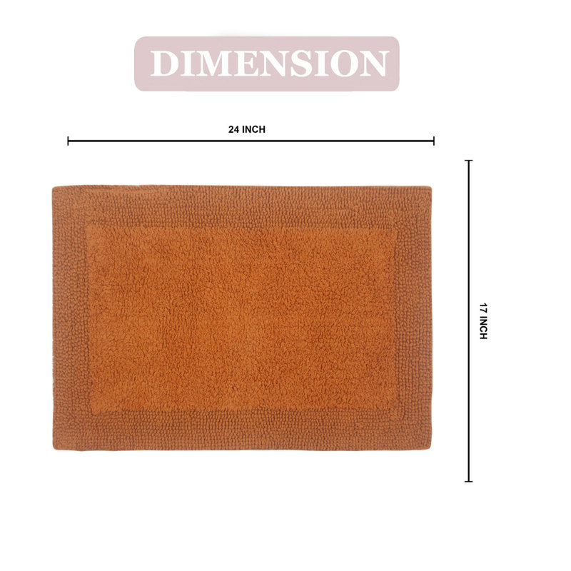 Tapis de bain réversible de couleur unie BRUSS, L 17 po x L 24 po, Terre cuite